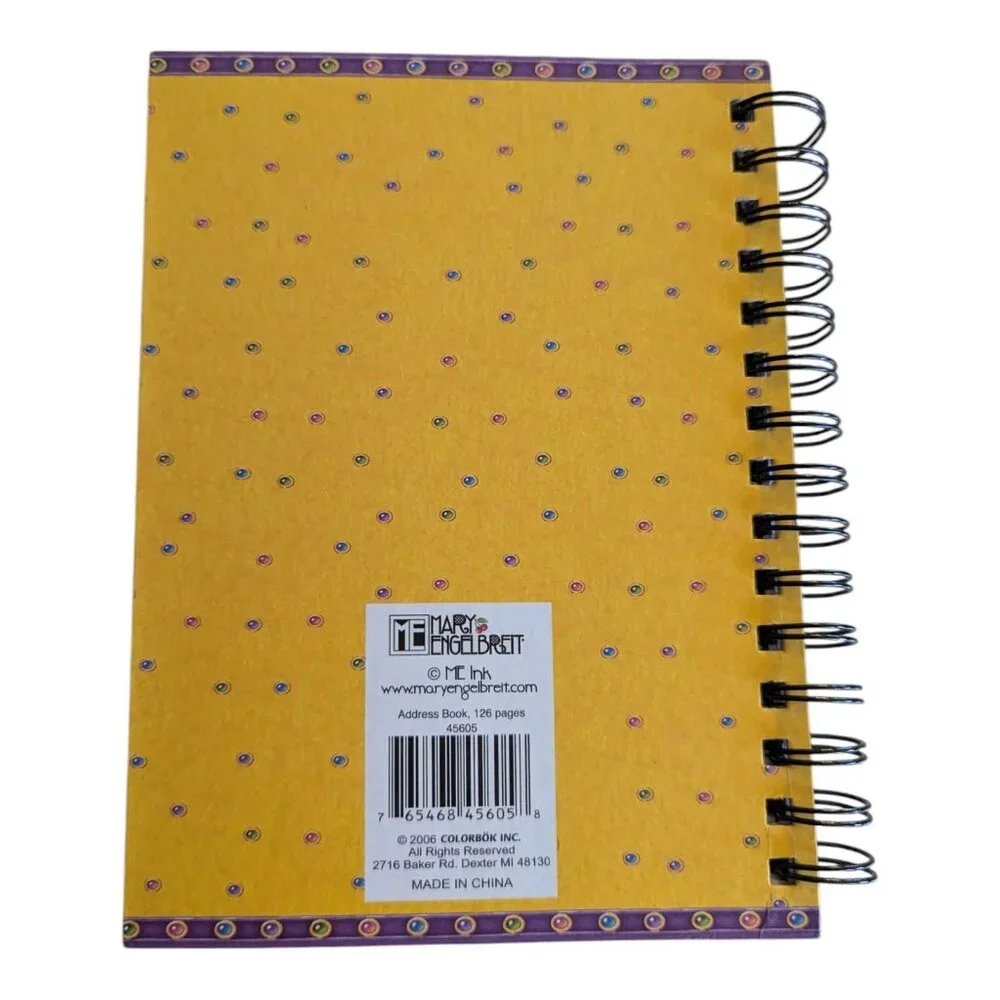 Mary Engelbreit 2006 Spiral Bound Yellow Address Book with Crowned Girl Unused